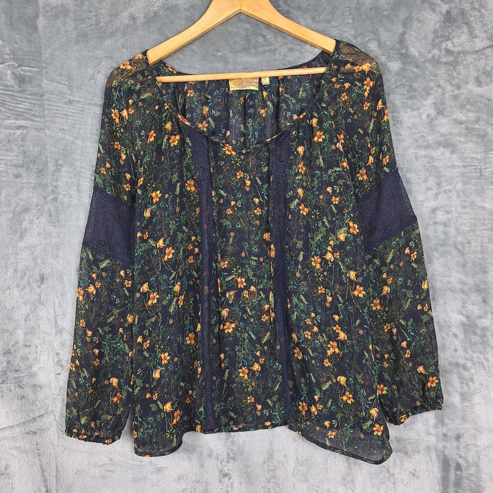 Womens Top Large Romantic Floral Lace‎ Boho Chic Peasant Sheer Feminine Fairy
